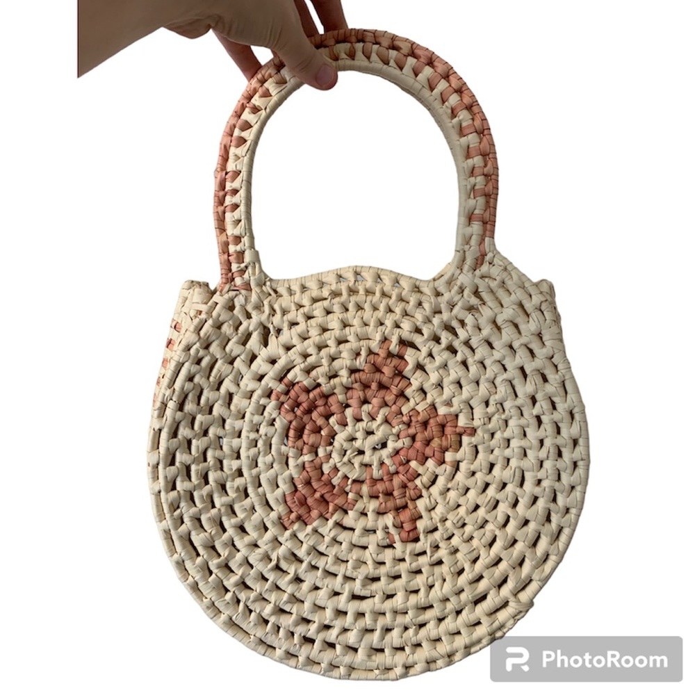 Women’s Boho Handmade Round Woven Straw Strap Hand Bag Purse Shopping Rattan‎